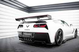 Carbon Heck Spoiler Heckflügel Standfuß Innen + LED für Chevrolet Corvette Stingray / Grand Sport C7