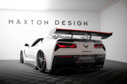 Carbon Heck Spoiler Heckflügel mit Schwan Halterung + LED passend für Chevrolet Corvette Stingray / Grand Sport C7