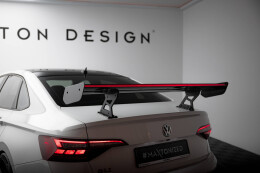 Carbon Heck Spoiler Heckflügel Standfuß Innen + LED passend für VW Jetta GLI Mk7