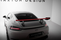 Carbon Heck Spoiler Heckflügel Standfuß Innen V.2 + LED passend für Porsche 718 Cayman 982c