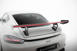 Carbon Heck Spoiler Heckflügel Standfuß Innen V.2 + LED passend für Porsche 718 Cayman 982c