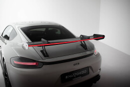 Carbon Heck Spoiler Heckflügel mit Schwan Halterung V.1 + LED passend für Porsche 718 Cayman 982c
