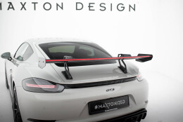 Carbon Heck Spoiler Heckflügel mit Schwan Halterung V.2 + LED passend für Porsche 718 Cayman 982c