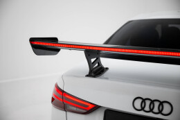 Carbon Heck Spoiler Heckflügel Standfuß Innen + LED passend für Audi A3 / A3 S-Line / S3 / RS3 Limousine 8V / 8V FL