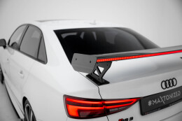 Carbon Heck Spoiler Heckflügel Standfuß Außen + LED passend für Audi A3 / A3 S-Line / S3 / RS3 Limousine 8V / 8V FL