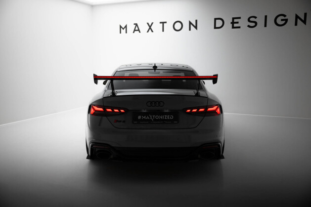 Carbon Heck Spoiler Heckflügel Standfuß Außen V.1 + LED passend für Audi A5 / A5 S-Line / S5 / RS5 Coupe F5 / F5 FL