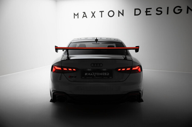Carbon Heck Spoiler Heckflügel Standfuß Außen V.2 + LED passend für Audi A5 / A5 S-Line / S5 / RS5 Coupe F5 / F5 Facelift
