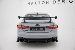 Carbon Heck Spoiler Heckflügel Standfuß Außen V.2 + LED passend für Audi A5 / A5 S-Line / S5 / RS5 Coupe F5 / F5 Facelift