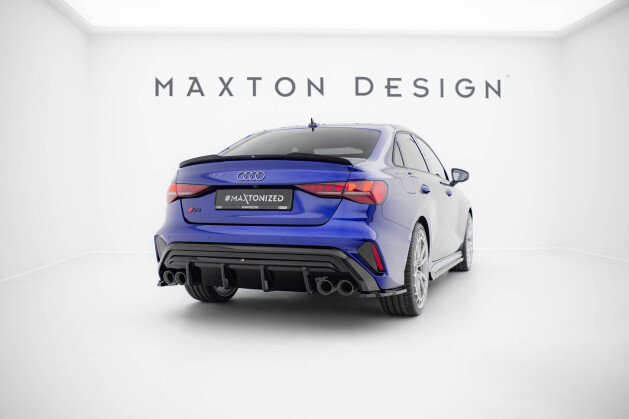 Heck Ansatz Flaps Diffusor V.3 passend für Audi S3 Limousine 8Y Facelift schwarz Hochglanz