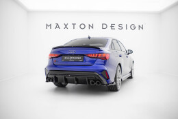Heck Ansatz Flaps Diffusor V.4 passend für Audi S3 Limousine 8Y Facelift schwarz Hochglanz