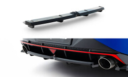 Mittlerer Cup Diffusor Heck Ansatz DTM Look passend für Hyundai Elantra N Mk7 schwarz Hochglanz