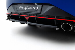 Mittlerer Cup Diffusor Heck Ansatz DTM Look passend für Hyundai Elantra N Mk7 schwarz Hochglanz