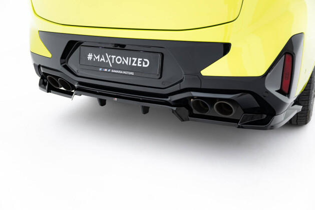 Mittlerer Cup Diffusor Heck Ansatz DTM Look passend für BMW X4M F98 Facelift schwarz Hochglanz