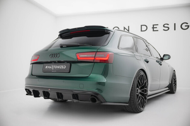 Heck Ansatz Flaps Diffusor V.3 passend für Audi A6 S-line Avant C7 schwarz Hochglanz