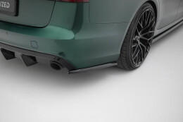Heck Ansatz Flaps Diffusor V.3 passend für Audi A6 S-line Avant C7 schwarz Hochglanz