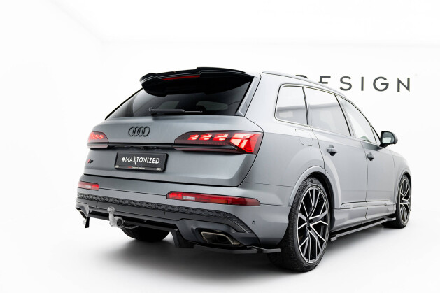 Mittlerer Cup Diffusor Heck Ansatz DTM Look passend für Audi Q7 S-Line Mk2 Facelift 2 schwarz Hochglanz