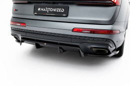 Mittlerer Cup Diffusor Heck Ansatz DTM Look passend für Audi Q7 S-Line Mk2 Facelift 2 schwarz Hochglanz
