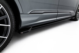 Seitenschweller Ansatz Cup Leisten passend für Audi Q7 S-Line / SQ7 Mk2 Facelift 2 schwarz Hochglanz
