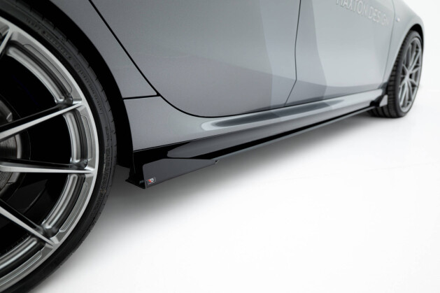 Street Pro Seitenschweller Ansatz Cup Leisten passend für BMW 1er M-Paket F70 SCHWARZ+ HOCHGLANZ FLAPS
