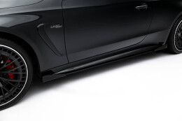 Street Pro Seitenschweller Ansatz Cup Leisten passend für Mercedes-AMG CLE 53 C236 SCHWARZ+ HOCHGLANZ FLAPS