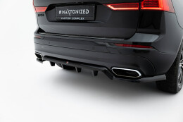 Mittlerer Cup Diffusor Heck Ansatz DTM Look passend für Volvo XC60 Mk2 schwarz Hochglanz