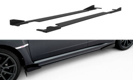 Street Pro Seitenschweller Leisten + Flaps passend für Subaru Impreza WRX STI Mk3 FL schwarz Hochglanz