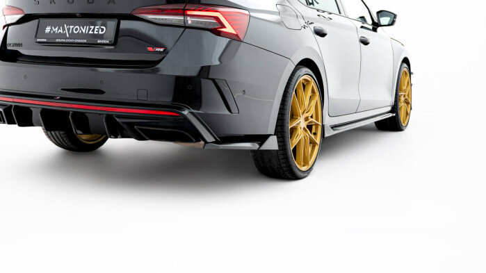 Heck Ansatz Flaps Diffusor V.8 passend für Skoda Octavia RS Liftback / Combi Mk4 / Mk4 Facelift schwarz Hochglanz