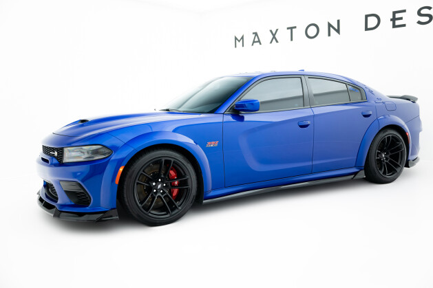 Seitenschweller Ansatz Cup Leisten für Dodge Charger RT Scat Paket Widebody Mk3 Facelift schwarz Hochglanz
