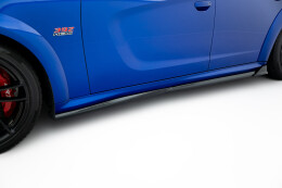 Seitenschweller Ansatz Cup Leisten für Dodge Charger RT Scat Paket Widebody Mk3 Facelift schwarz Hochglanz