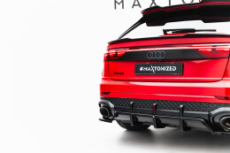 Mittlerer Cup Diffusor Heck Ansatz DTM Look passend für Audi RSQ8 Mk1 Facelift schwarz Hochglanz
