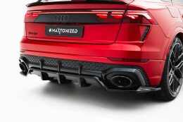 Mittlerer Cup Diffusor Heck Ansatz DTM Look passend für Audi RSQ8 Mk1 Facelift schwarz Hochglanz
