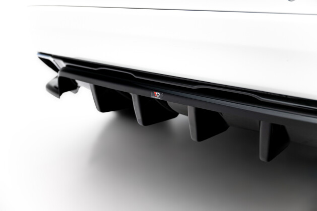 Mittlerer Cup Diffusor Heck Ansatz DTM Look passend für Volvo XC60 Mk1 Facelift schwarz Hochglanz
