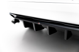 Mittlerer Cup Diffusor Heck Ansatz DTM Look passend für Volvo XC60 Mk1 Facelift schwarz Hochglanz