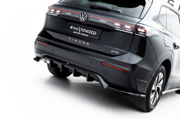 Mittlerer Cup Diffusor Heck Ansatz DTM Look passend für VW Tiguan Mk3 schwarz Hochglanz