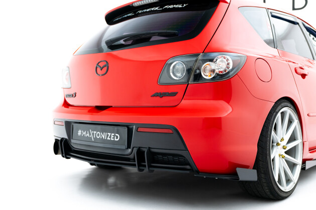 Street Pro Heckschürze Heck Ansatz Diffusor passend für Mazda 3 MPS Mk1 EU Version SCHWARZ