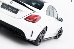 Heck Ansatz Flaps Diffusor passend für Mercedes-Benz C AMG-Line Limousine W205 schwarz Hochglanz