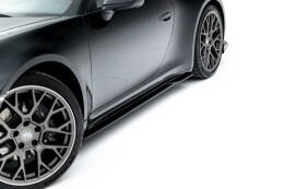 Seitenschweller Ansatz Cup Leisten passend für V.1 passend für Porsche 911 Carrera Sport Design 992 schwarz Hochglanz