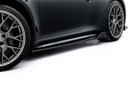 Seitenschweller Ansatz Cup Leisten V.2 passend für Porsche 911 Carrera Sport Design 992 schwarz Hochglanz