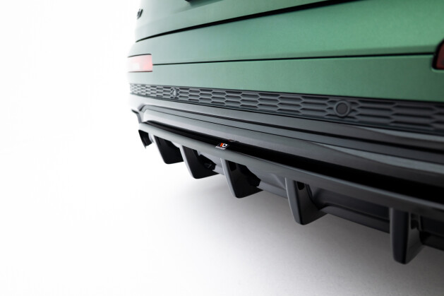 Mittlerer Cup Diffusor DTM Look Heck Ansatz für Audi Q7 S-Line Mk2 Facelift schwarz Hochglanz