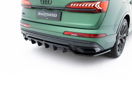 Mittlerer Cup Diffusor DTM Look Heck Ansatz passend für Audi Q7 S-Line Mk2 Facelift schwarz Hochglanz