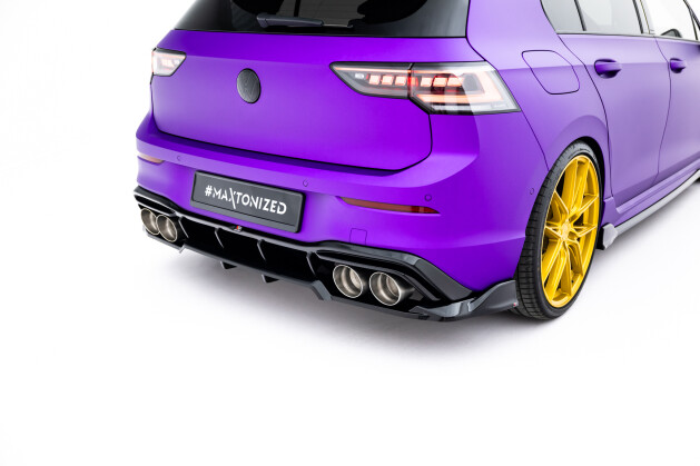 Mittlerer Cup Diffusor DTM Look Heck Ansatz V.1 für VW Golf R  Mk8 / Mk8 Facelift schwarz Hochglanz