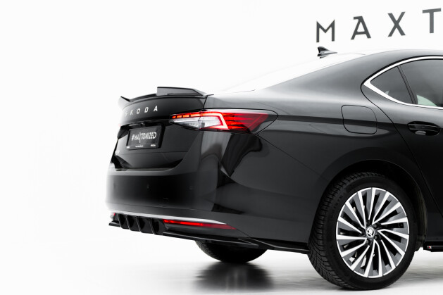 Heck Ansatz Flaps Diffusor V.1 für Skoda Superb Mk4 schwarz Hochglanz