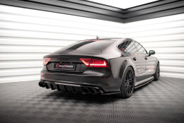 Heck Ansatz Flaps Diffusor für Audi A7 S-Line / S7 C7 schwarz Hochglanz