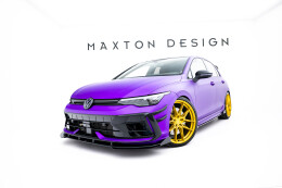 Street Pro Cup Spoilerlippe Front Ansatz + Flaps für VW Golf R Mk8 Facelift schwarz Flaps Hochglanz
