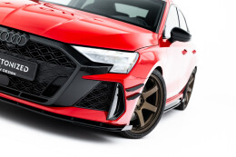 Street Pro Cup Spoilerlippe Front Ansatz + Flaps für Audi RS3 Sportback 8Y Facelift schwarz Hochglanz