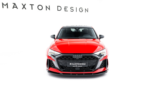 Cup Spoilerlippe Front Ansatz V.1 für Audi RS3 Limousine 8Y Facelift schwarz Hochglanz