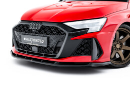 Cup Spoilerlippe Front Ansatz V.1 für Audi RS3 Limousine 8Y Facelift schwarz Hochglanz