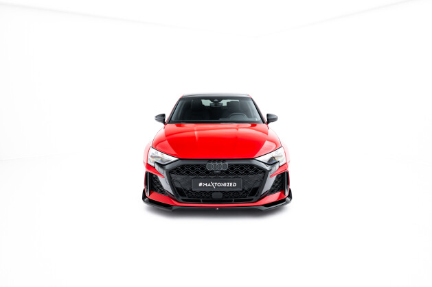 Cup Spoilerlippe Front Ansatz V.2 für Audi RS3 Limousine 8Y Facelift schwarz Hochglanz