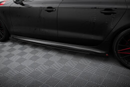 Street Pro Seitenschweller Ansatz Cup Leisten + Flaps für Audi A7 RS7 Look C7 schwarz Hochglanz