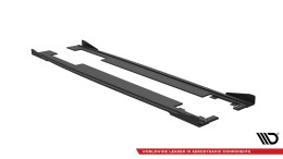 Street Pro Seitenschweller Ansatz Cup Leisten + Flaps für Audi A7 RS7 Look C7 schwarz Hochglanz